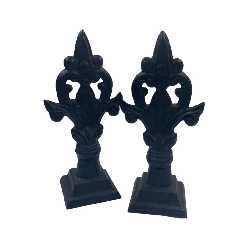 Two Cast Iron Fleur De Lis Finial's